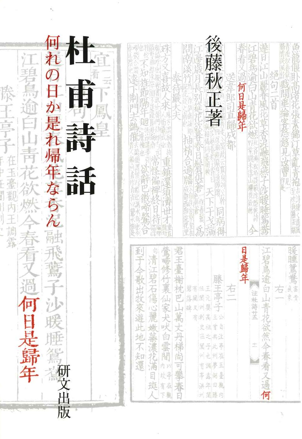 杜甫詩話 何れの日か是れ帰年ならん(研文選書)