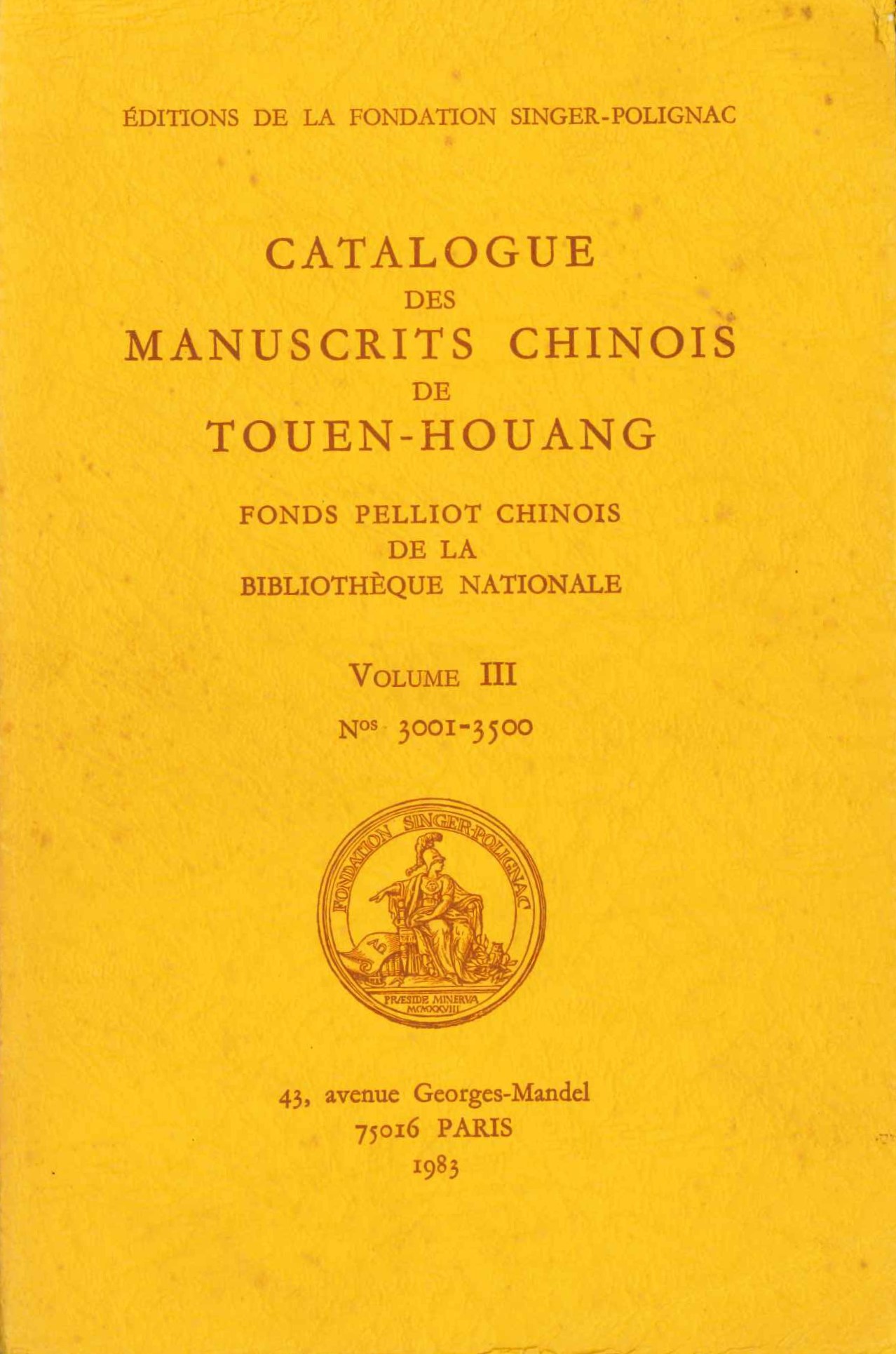 Catalogue des manuscrits chinois de Touen-houang VolumeⅢ